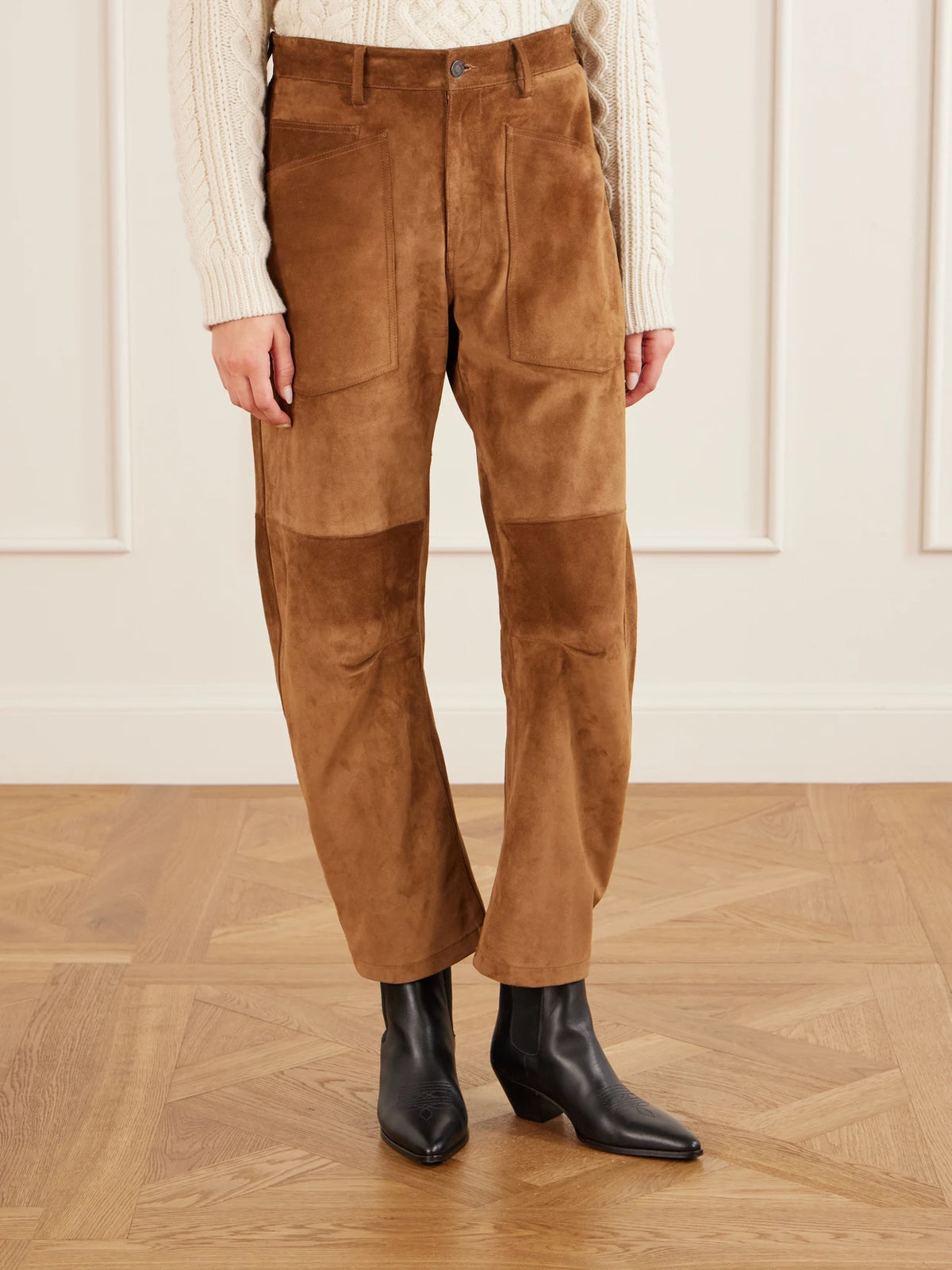 Nili Lotan Shon Suede Barrel-leg Pants