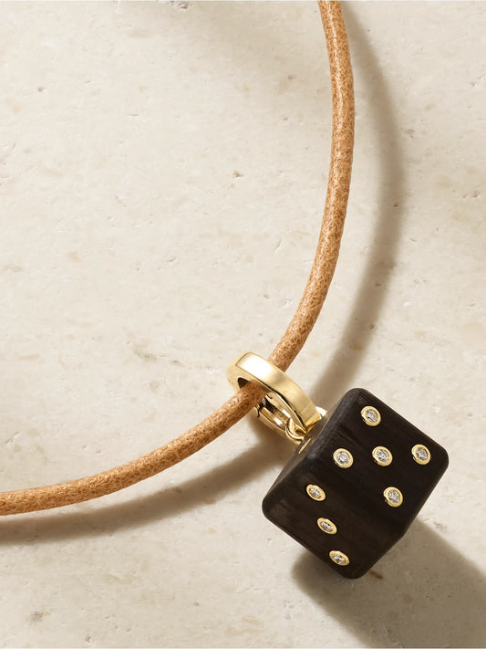 Marie Lichtenberg Dado 18-karat Gold, Diamond, Ebony And Leather Necklace