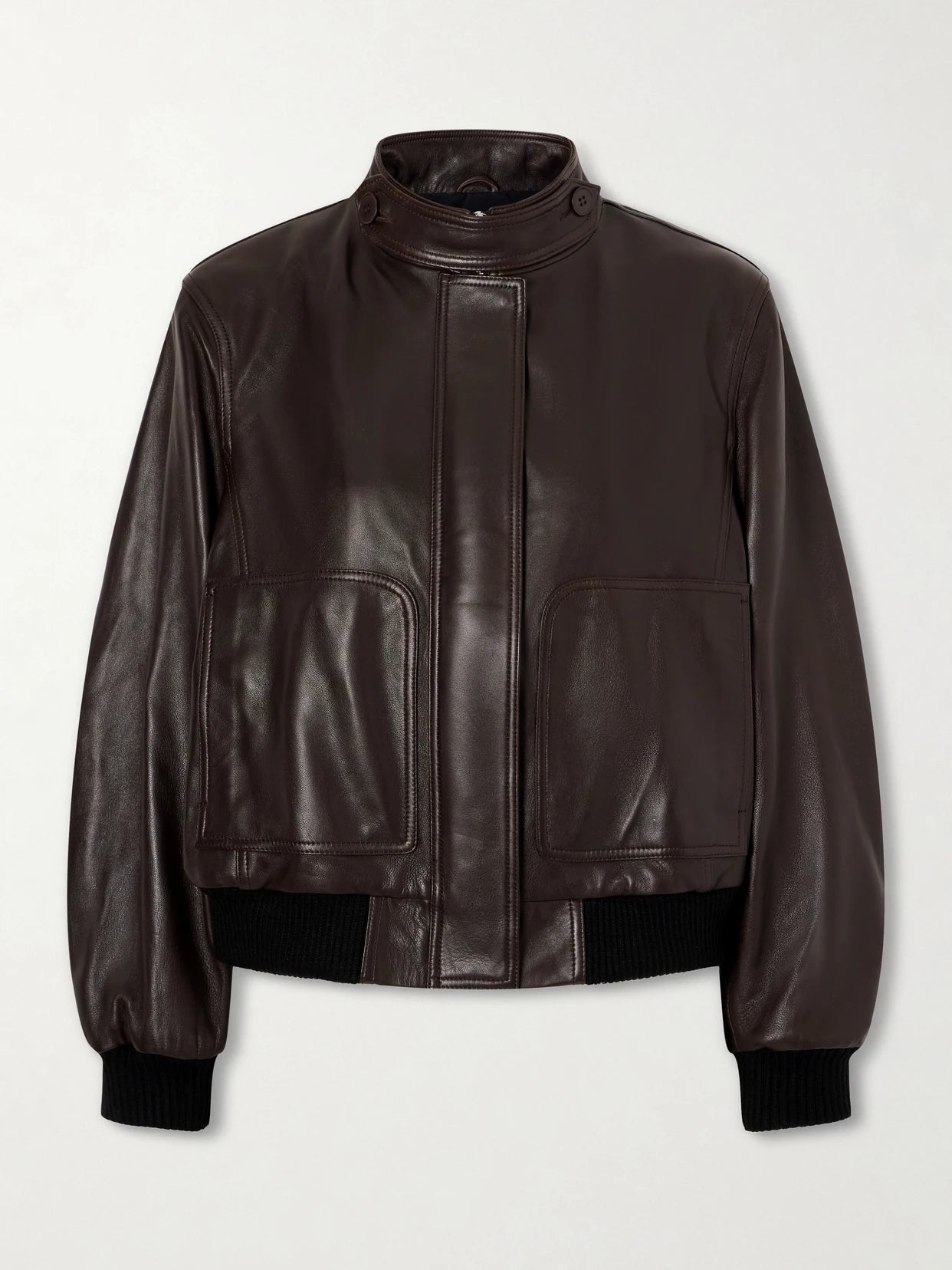 Rios Ribbed Leather Bomber Jacket
