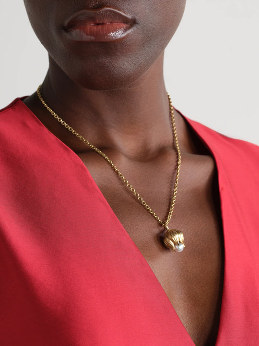 Image of Necklaces. Product name - Lily Of The Valley Blossom 18-karat Gold Pearl Necklace in Multi colour by brand - Irene Neuwirth