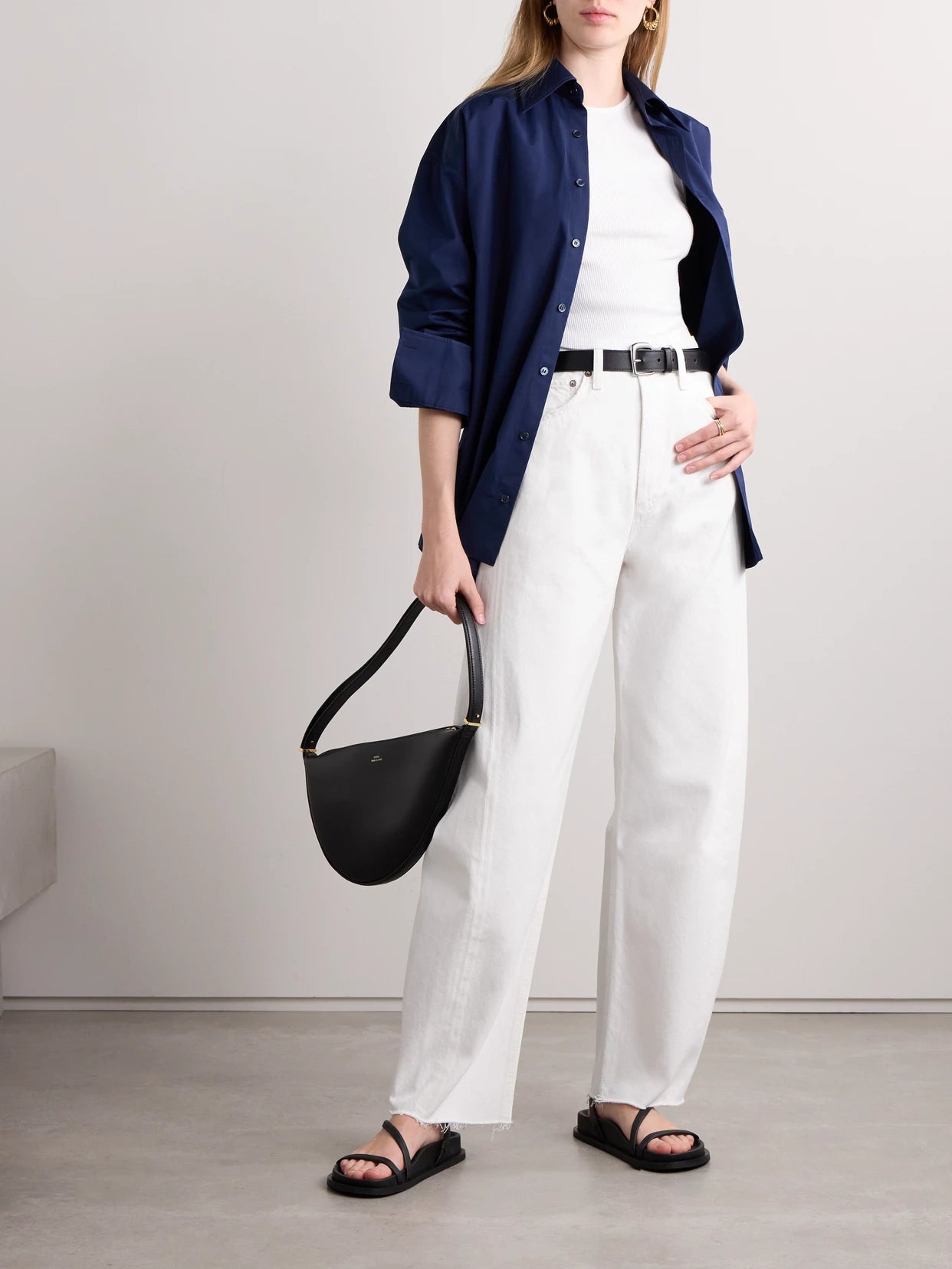 Image of Jeans. Product name - Luna Frayed High-rise Barrel-leg Jeans in White colour by brand - AGOLDE