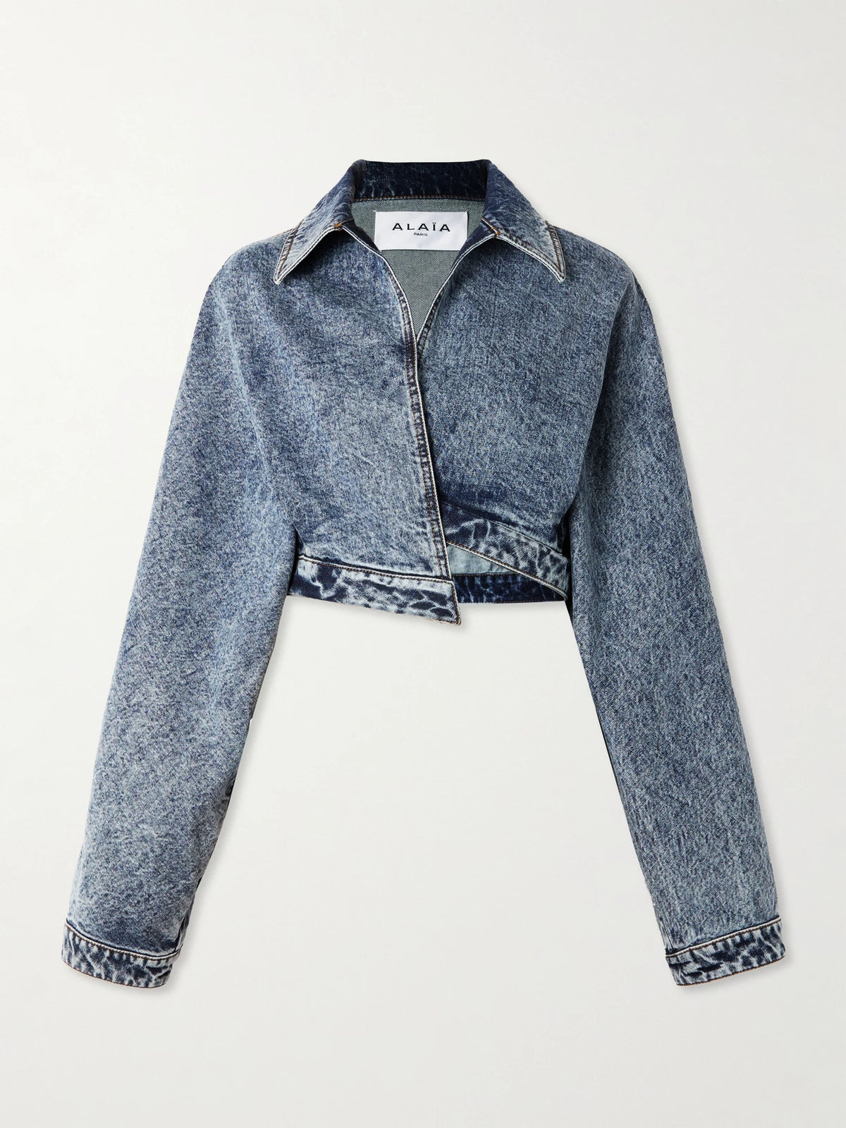 Cropped Asymmetric Denim Jacket