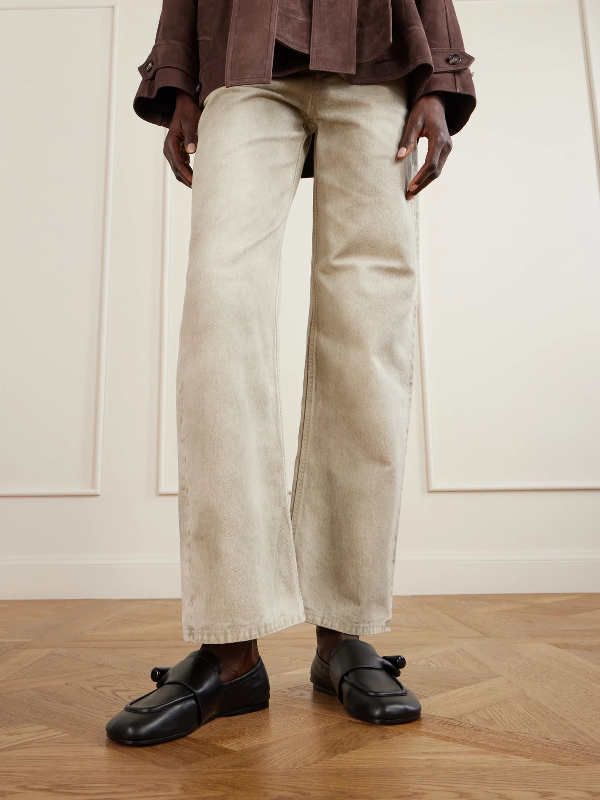 Toggle Embellished Leather Loafers