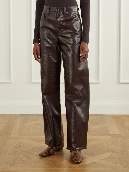 AGOLDE Arc Recycled Leather-blend Mid-rise Wide-leg Pants