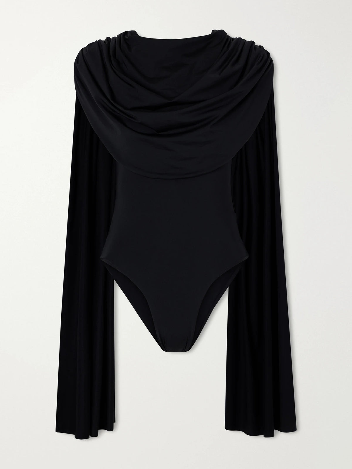 Maygel Coronel Burano Cape-detailed Draped Stretch-jersey Bodysuit
