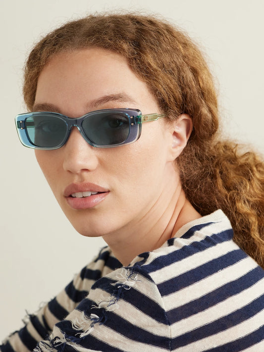 Image of Sunglasses. Product name - Diorhighlight S2i Rectangle-frame Acetate Sunglasses in Blue colour by brand - DIOR Eyewear