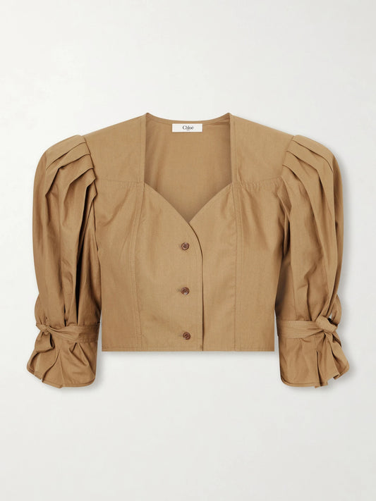 Chloé Cropped Cotton-poplin Top
