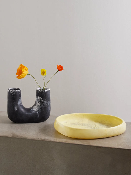 Image of Tableware. Product name - Rock Large Resin Bowl in Pastel yellow colour by brand - Dinosaur Designs