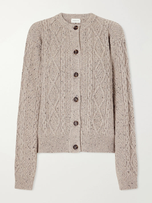 Magda Butrym Cable-knit Cashmere And Cotton-blend Cardigan