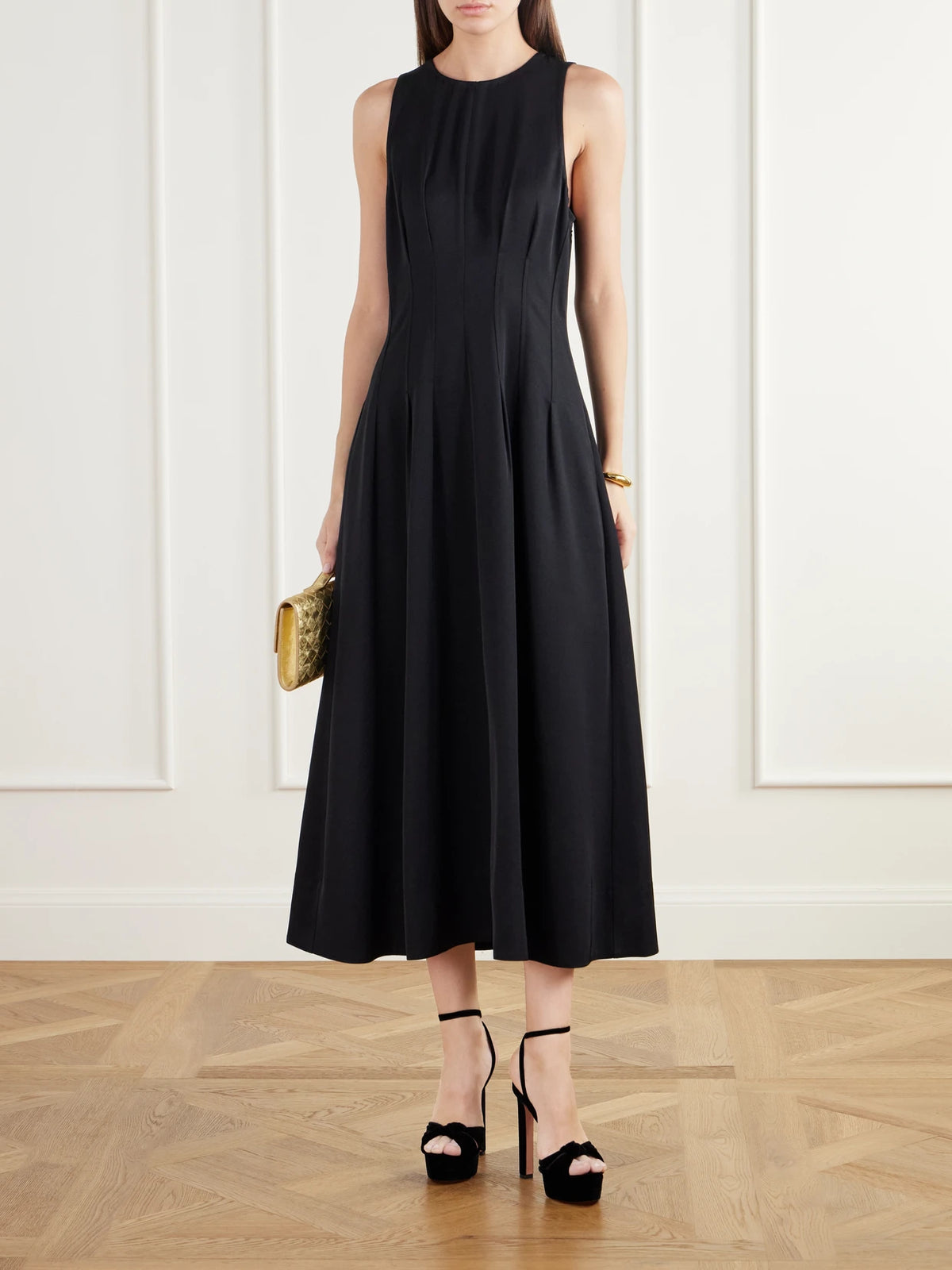 Image of Heels. Product name - Cupid Plateau 130 Velvet Sandals in Black colour by brand - Aquazzura