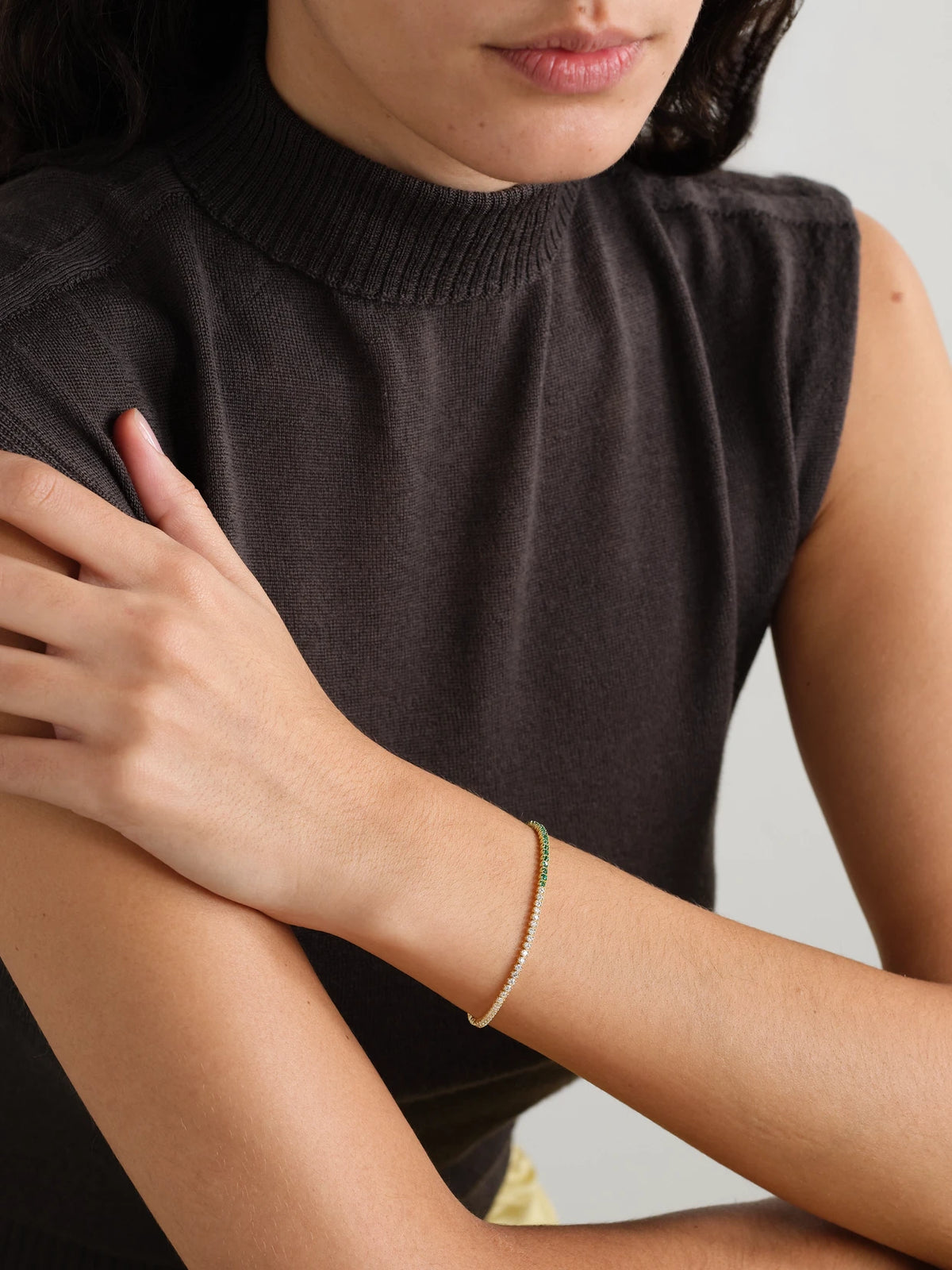 Image of Bracelets. Product name - Hepburn 18-karat Gold, Diamond And Emerald Bracelet in Multi colour by brand - Anita Ko