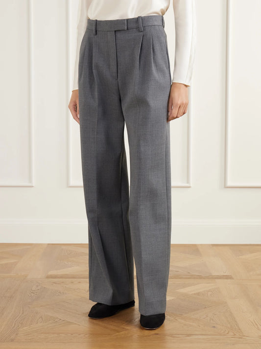 Almada Amel Pleated Twill Straight-leg Pants