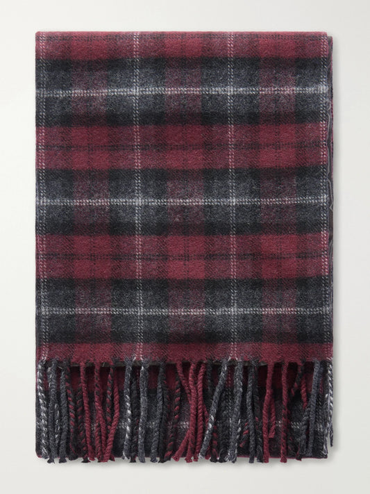 Etro Fringed Checked Wool Scarf