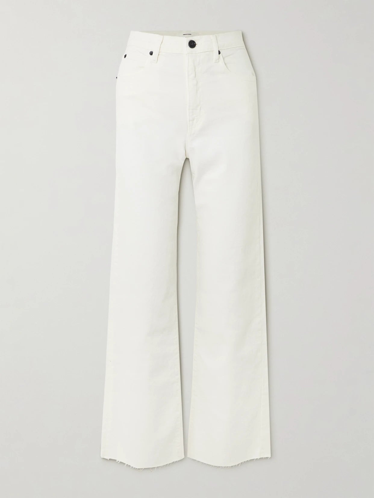 Image of Jeans. Product name - Grace Frayed High-rise Wide-leg Jeans in White colour by brand - SLVRLAKE