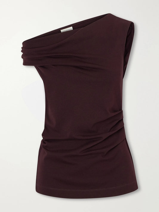 Dries Van Noten Ruched Cotton-jersey Blouse