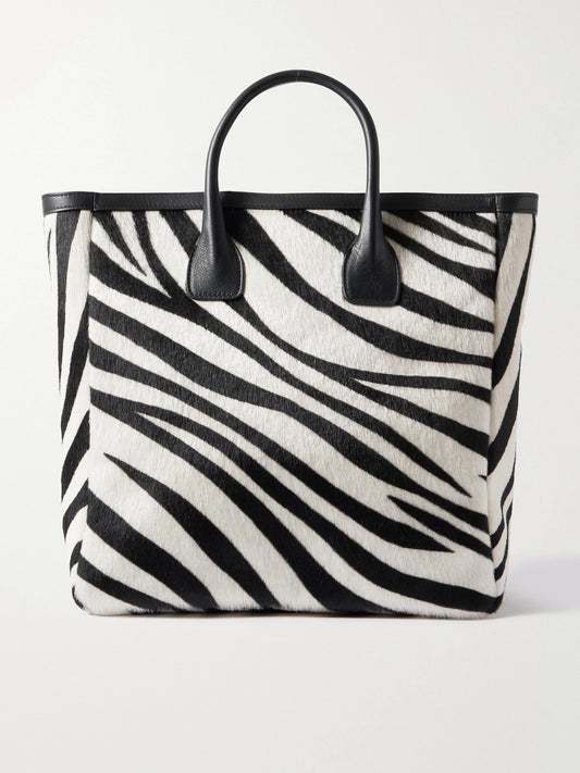Freddie Leather-trimmed Zebra-print Calf Hair Tote
