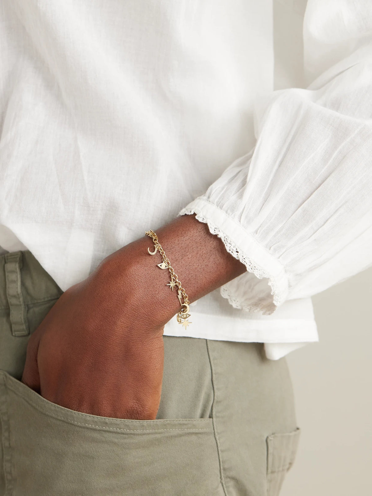 Image of Bracelets. Product name - Fringe 14-karat Gold Bracelet in Multi colour by brand - Sydney Evan