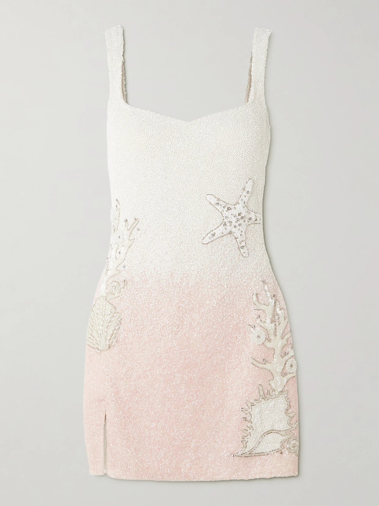 Seashell Crystal-embellished Beaded Tulle Mini Dress