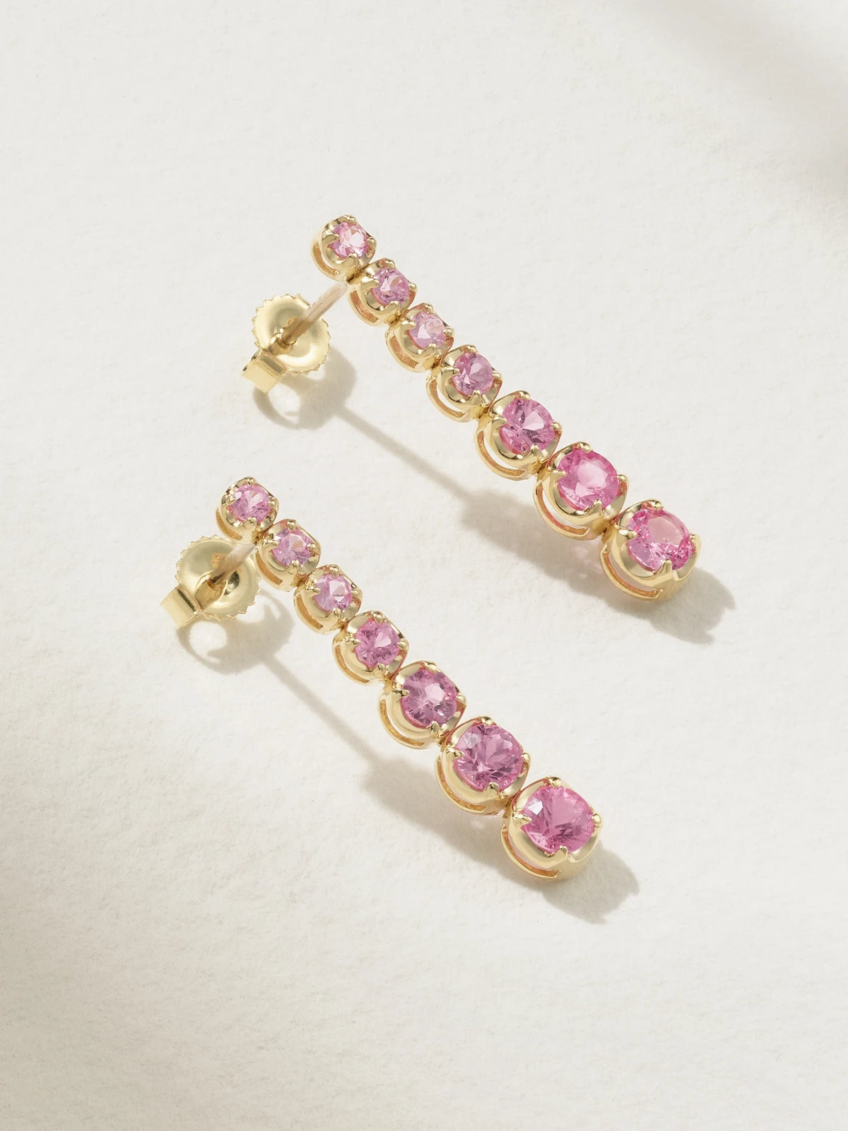 Small Graduated 18-karat Gold Sapphire Earrings
