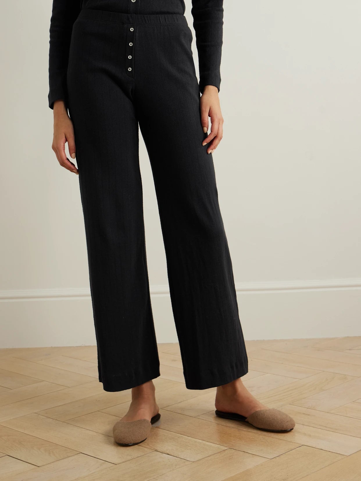 Boxer Pointelle-knit Cotton Wide-leg Pants