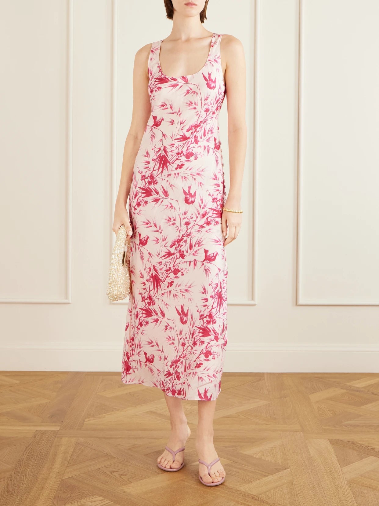 Image of Dresses. Product name - Adele Printed Silk Midi Dress in Multi colour by brand - ALIX OF BOHEMIA