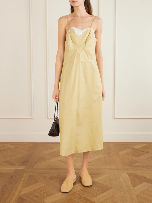 Image of Flats. Product name - Suede Slippers in Mustard colour by brand - Calvin Klein Collection