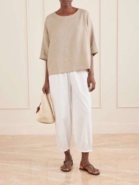 Saria Linen-chambray T-shirt