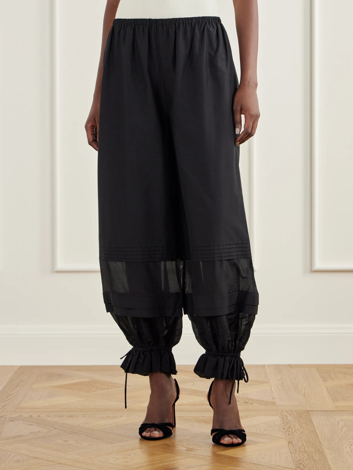 Posse Pearl Pleated Voile-trimmed Cotton And Silk-blend Poplin Barrel Pants