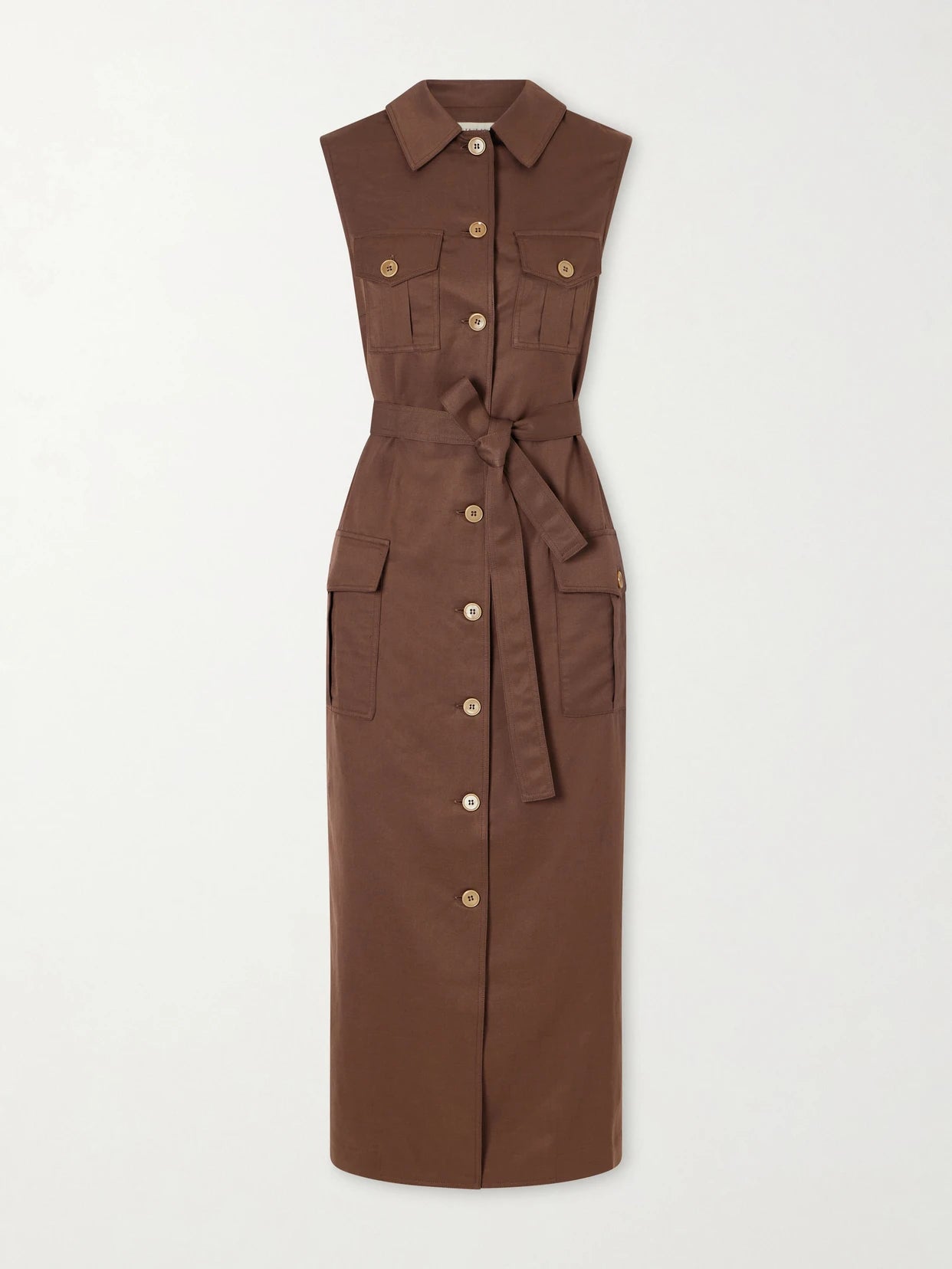 Mary Angel Belted Silk And Linen-blend Midi Dress