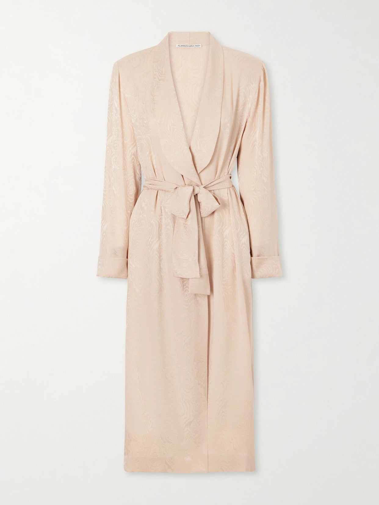 Image of Dresses. Product name - Belted Silk-moiré Midi Dress in Blush colour by brand - Alessandra Rich
