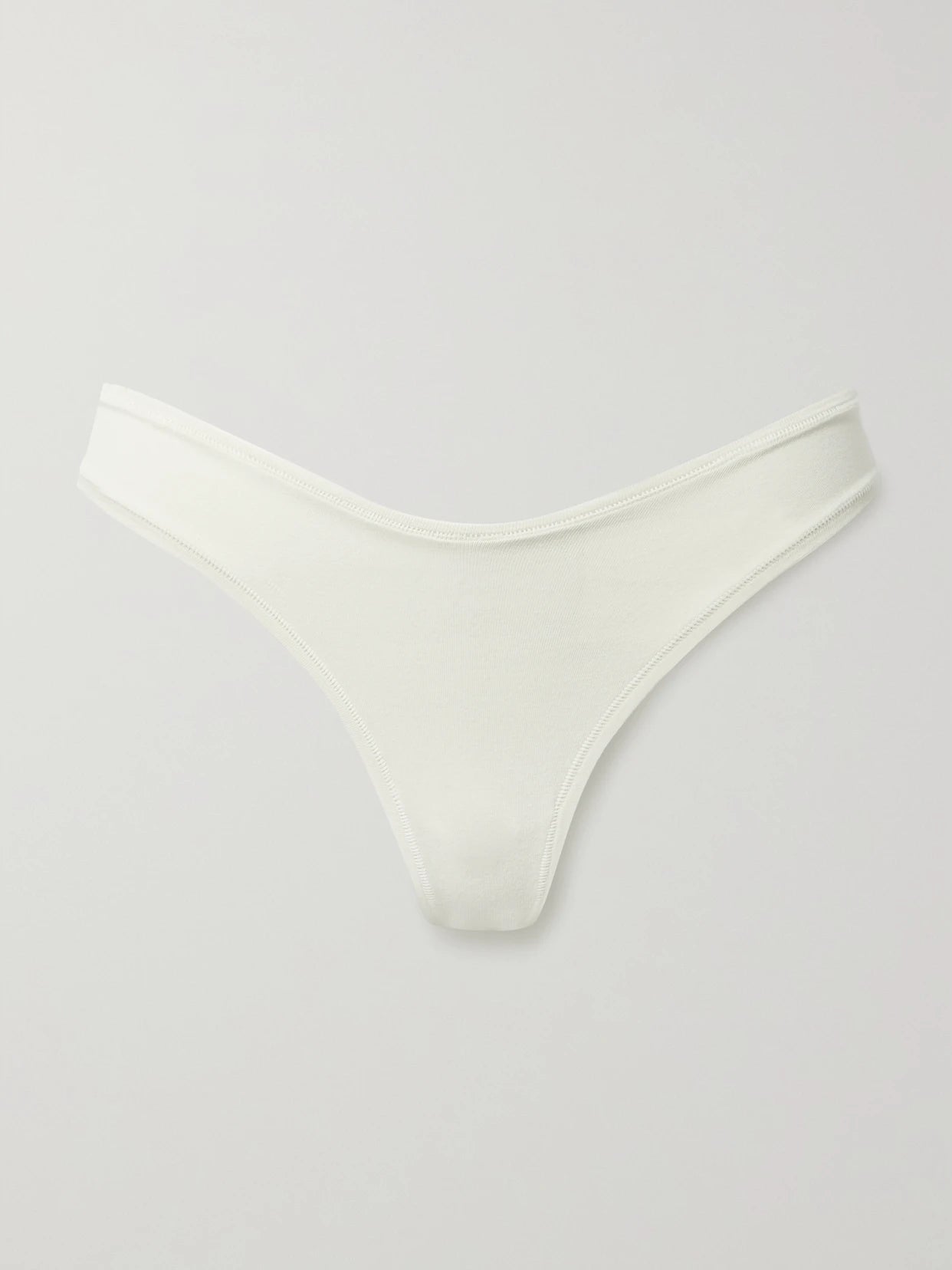 Cotton-blend Jersey Dipped Thong - Bone