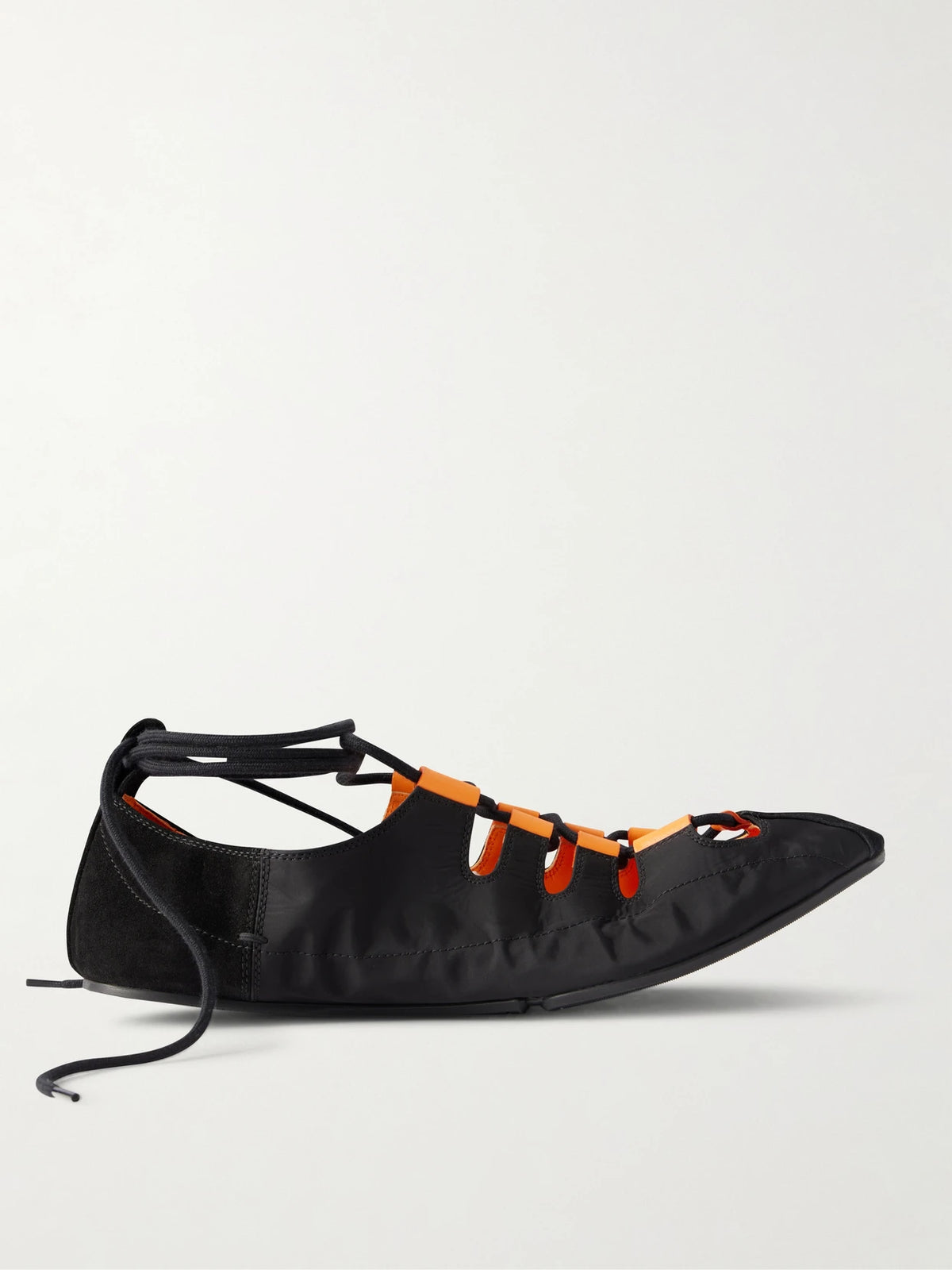 Suede-trimmed Shell Ballet Flats