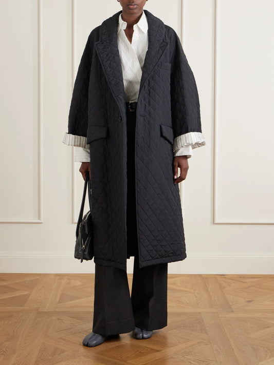 Image of Coats & Jackets. Product name - Quilted Shell Coat in Black colour by brand - Maison Margiela