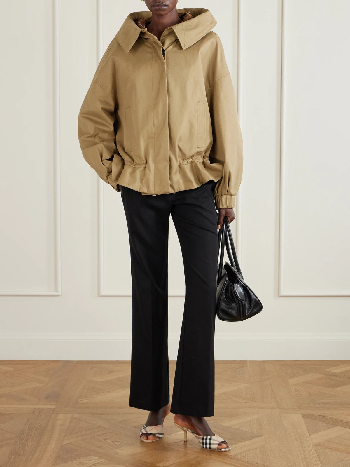 Image of Heels. Product name - Checked Canvas Mules in Beige colour by brand - Burberry