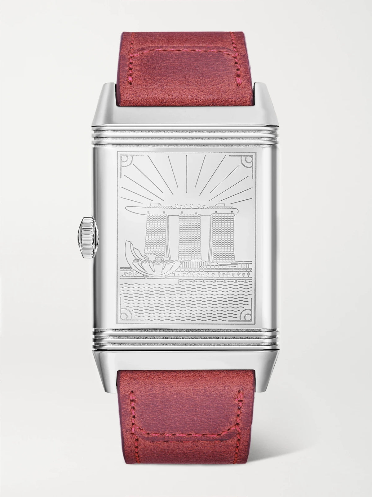 Reverso Classic Singapore Limited Edition Hand-wound 45.6mm Stainless Steel And Leather Watch