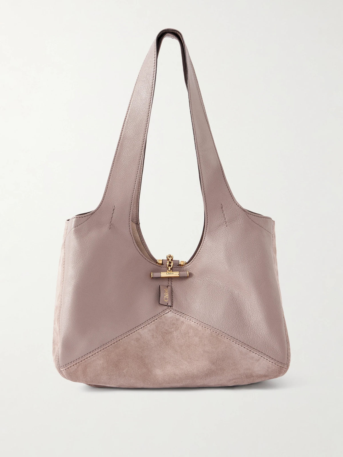 Balloon Leather-trimmed Suede Tote Bag