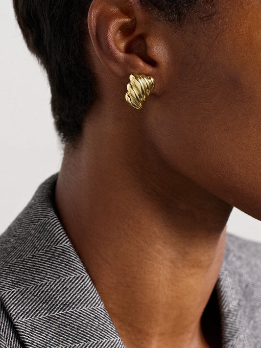 Image of Earrings. Product name - Croissant 18-karat Gold Earrings in Multi colour by brand - Anita Ko