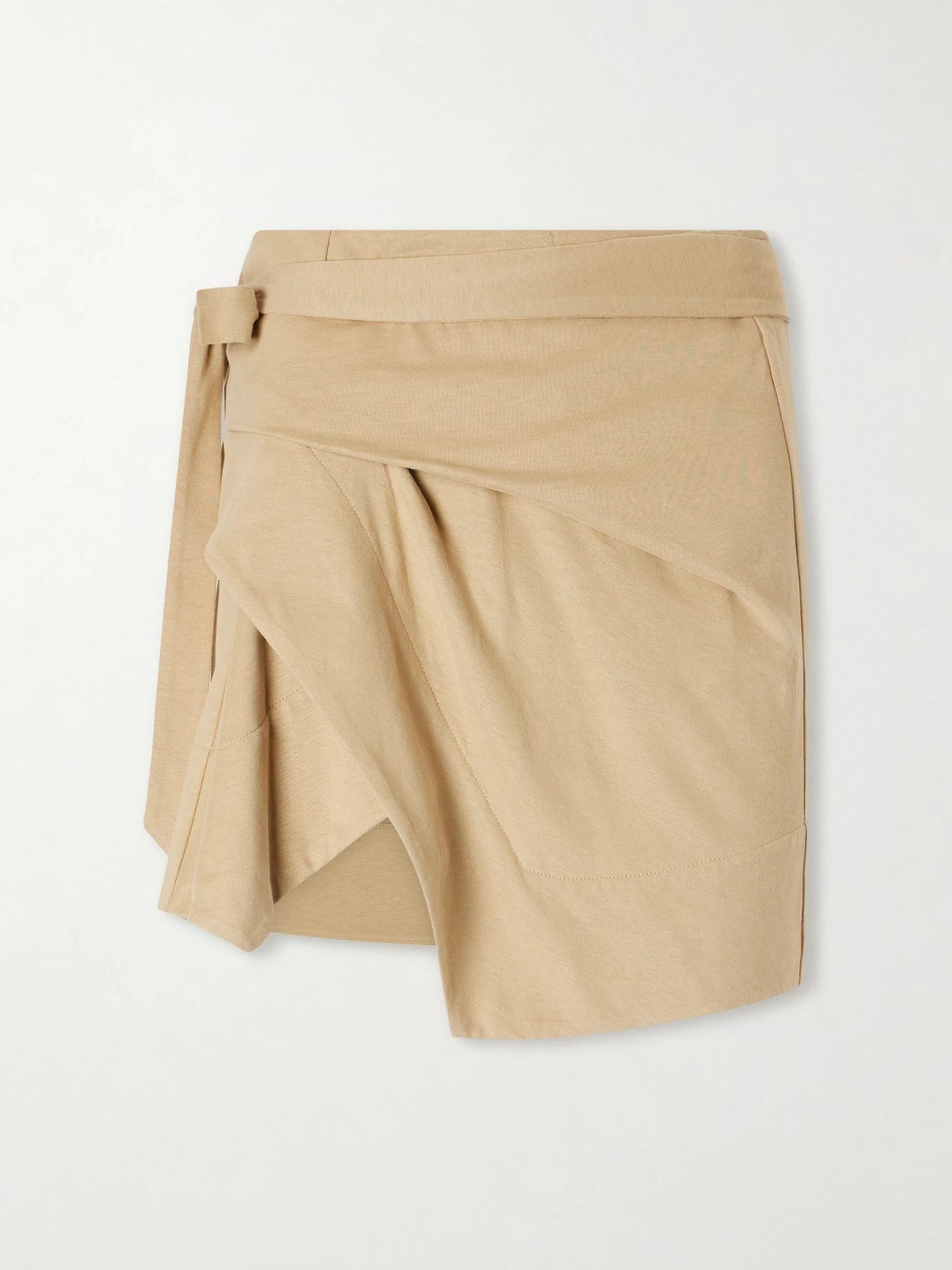 Berenice Asymmetric Draped Cotton-jersey Mini Wrap Skirt