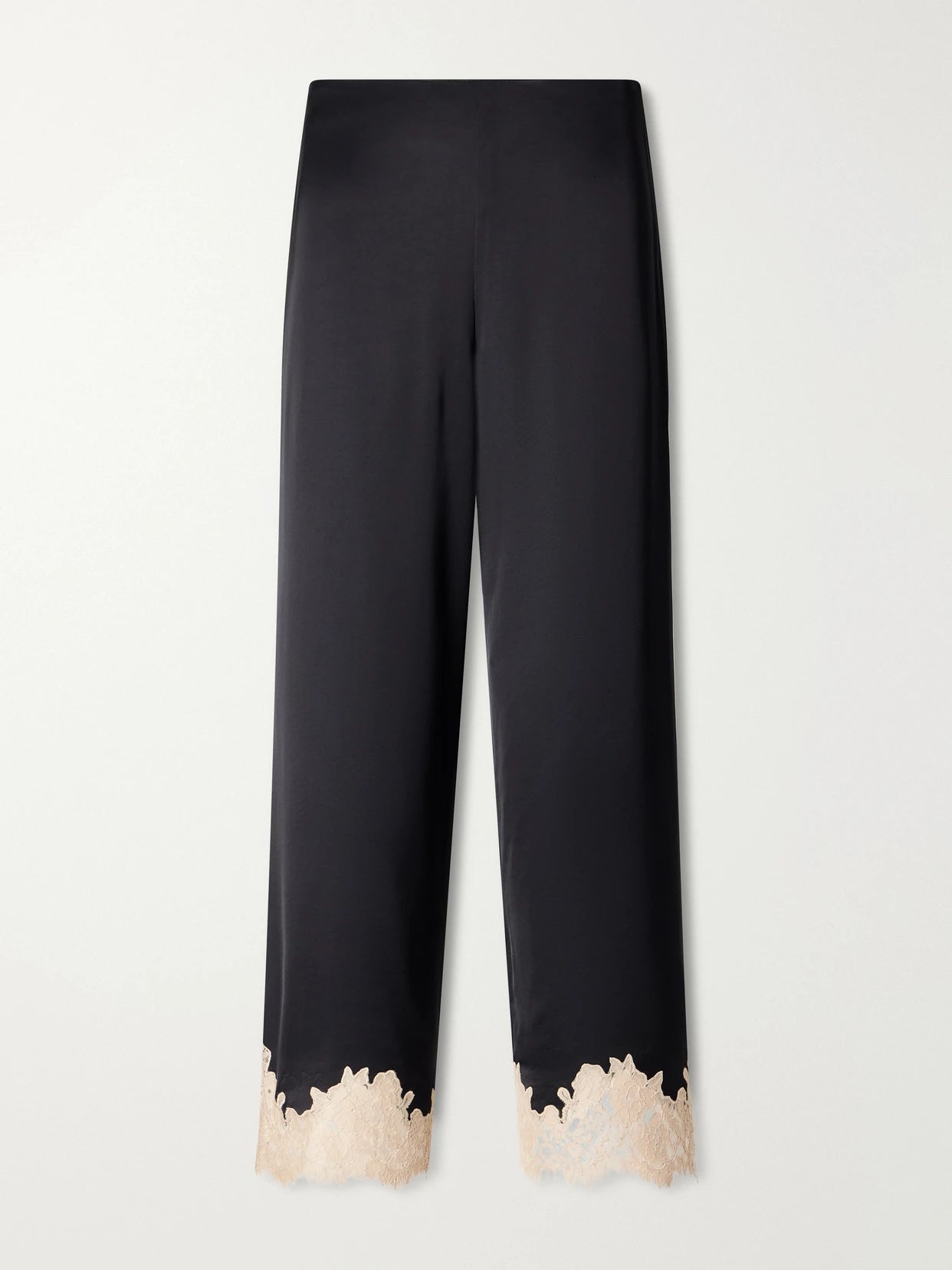 Marcela Lace-trimmed Satin Wide-leg Pants