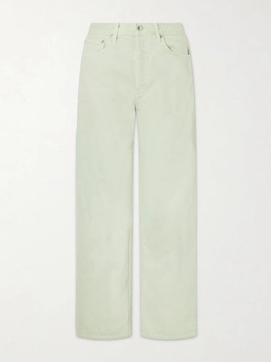 Image of Jeans. Product name - Arc Mid-rise Wide-leg Jeans in Mint colour by brand - AGOLDE
