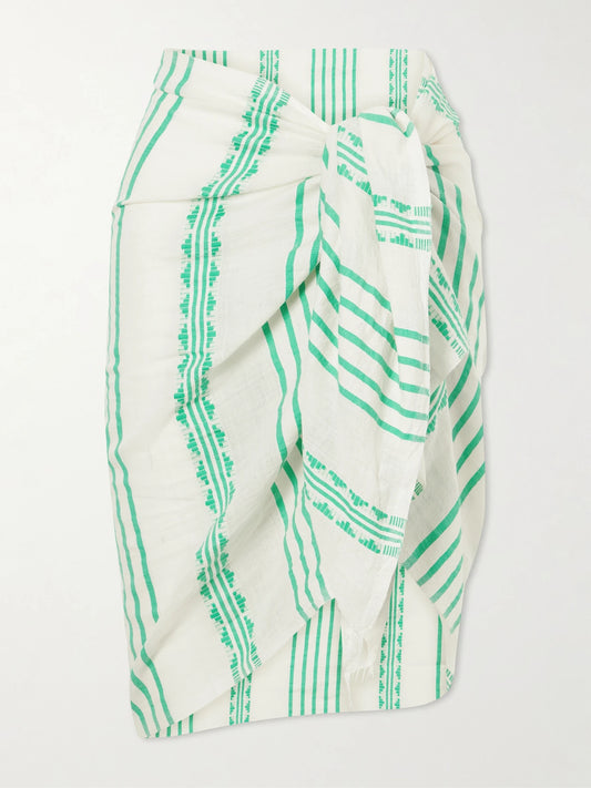 Image of Swimwear. Product name - Lema Striped Cotton Cover-up in Green colour by brand - lemlem