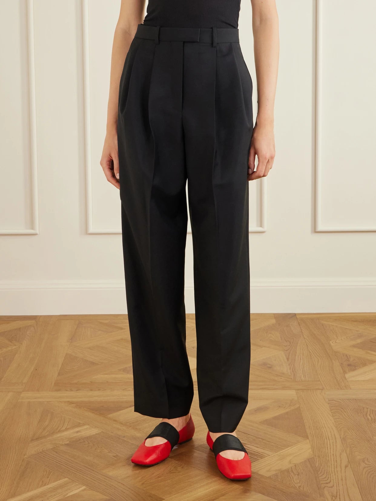 Pleated Wool And Mohair-blend Wide-leg Pants