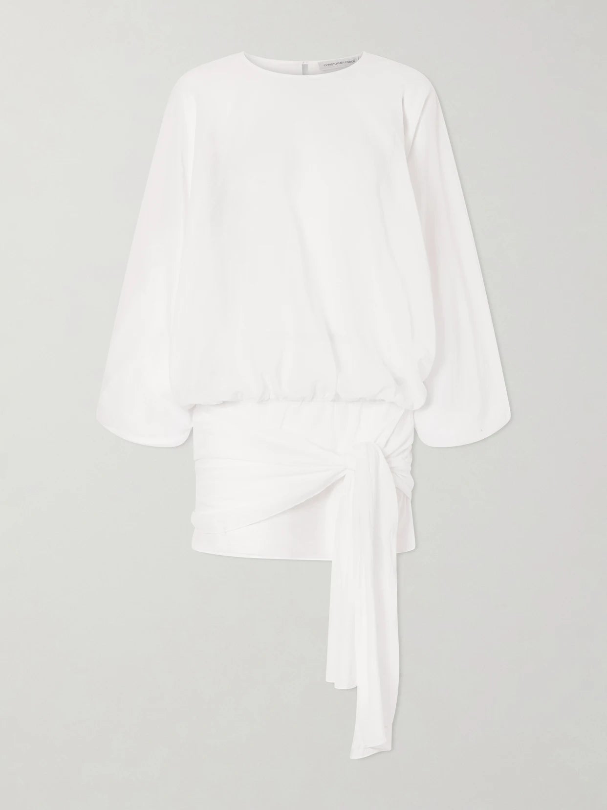 Porto Tie-detailed Gathered Cotton-voile Mini Dress