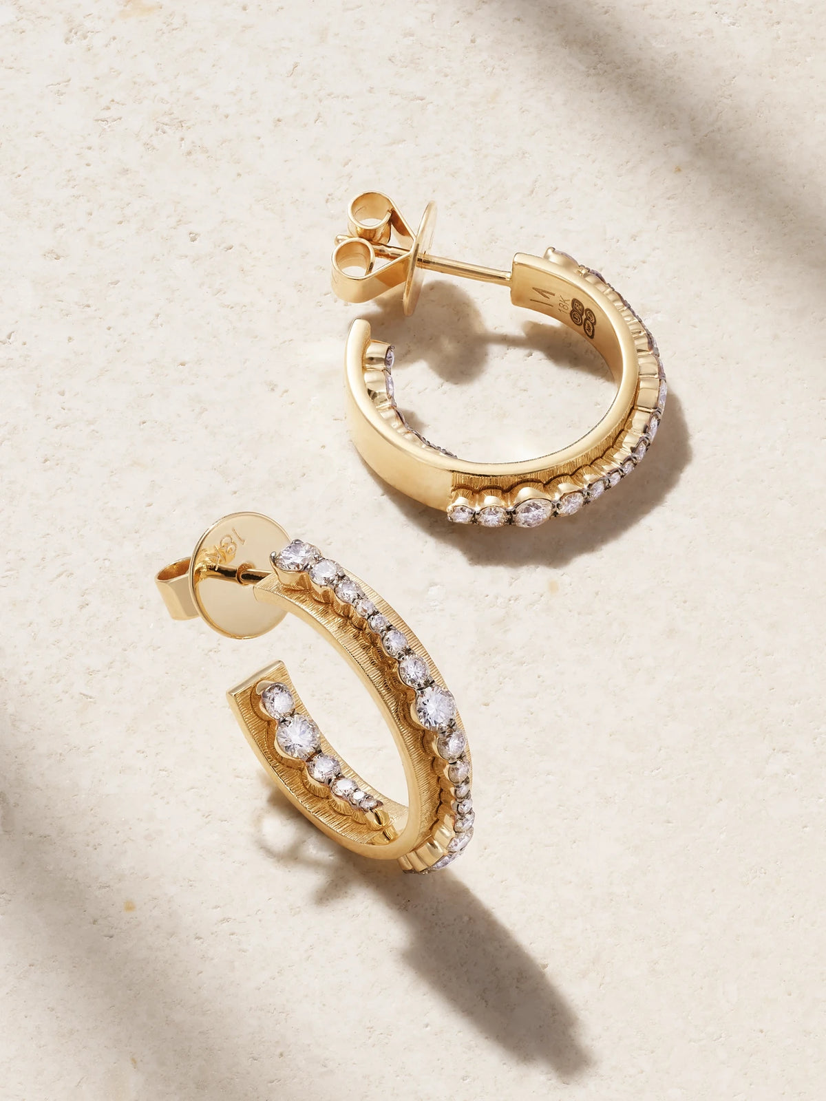 Inside Out Ripple 18-karat Gold, Rhodium-plated And Diamond Hoop Earrings