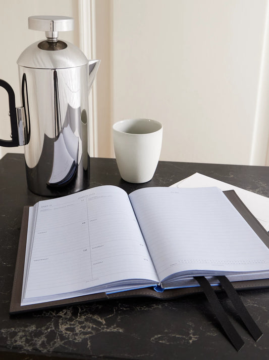 Image of Decor. Product name - Evergreen Ludlow Refillable Textured-leather Notebook in Taupe colour by brand - Smythson