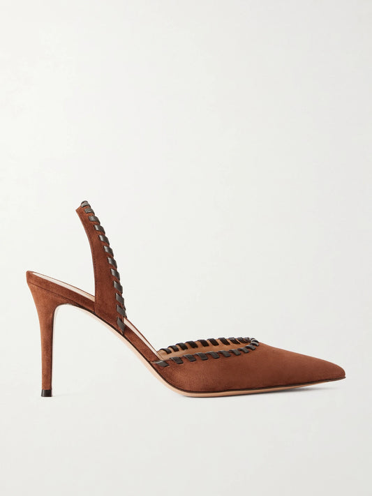 85 Whipstitched Suede Slingback Pumps