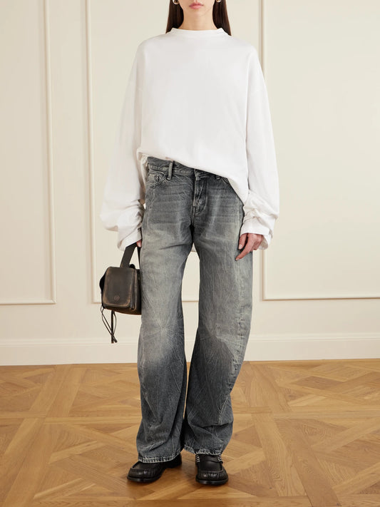 Image of Jeans. Product name - 2006f Low-rise Barrel-leg Jeans in Black colour by brand - Acne Studios