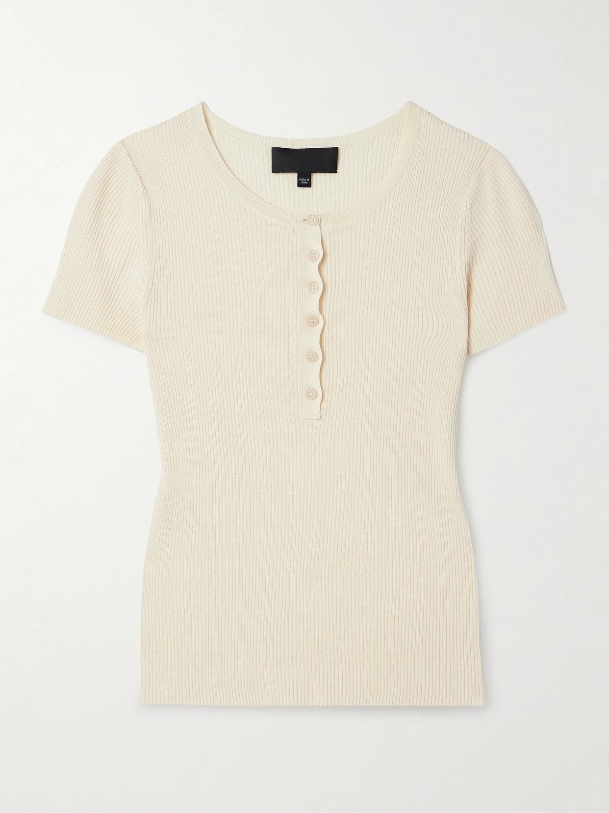 Francene Ribbed Silk Henley T-shirt