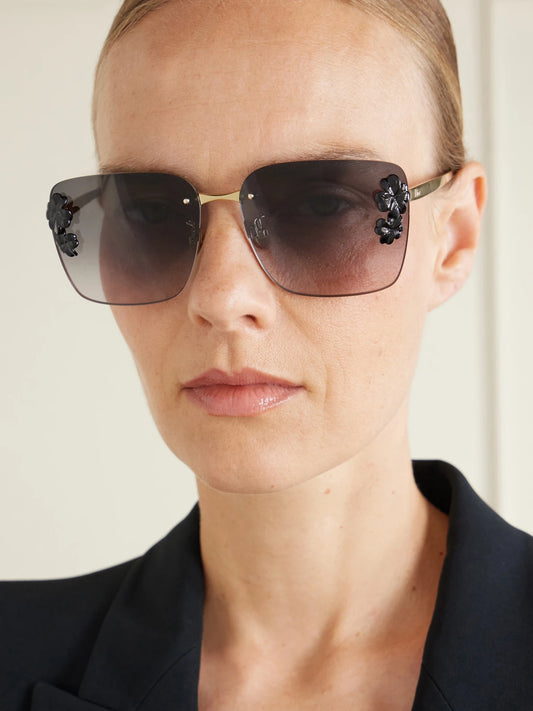 Image of Sunglasses. Product name - Dior Clover S2u Square-frame Gold-tone Sunglasses in Multi colour by brand - DIOR Eyewear