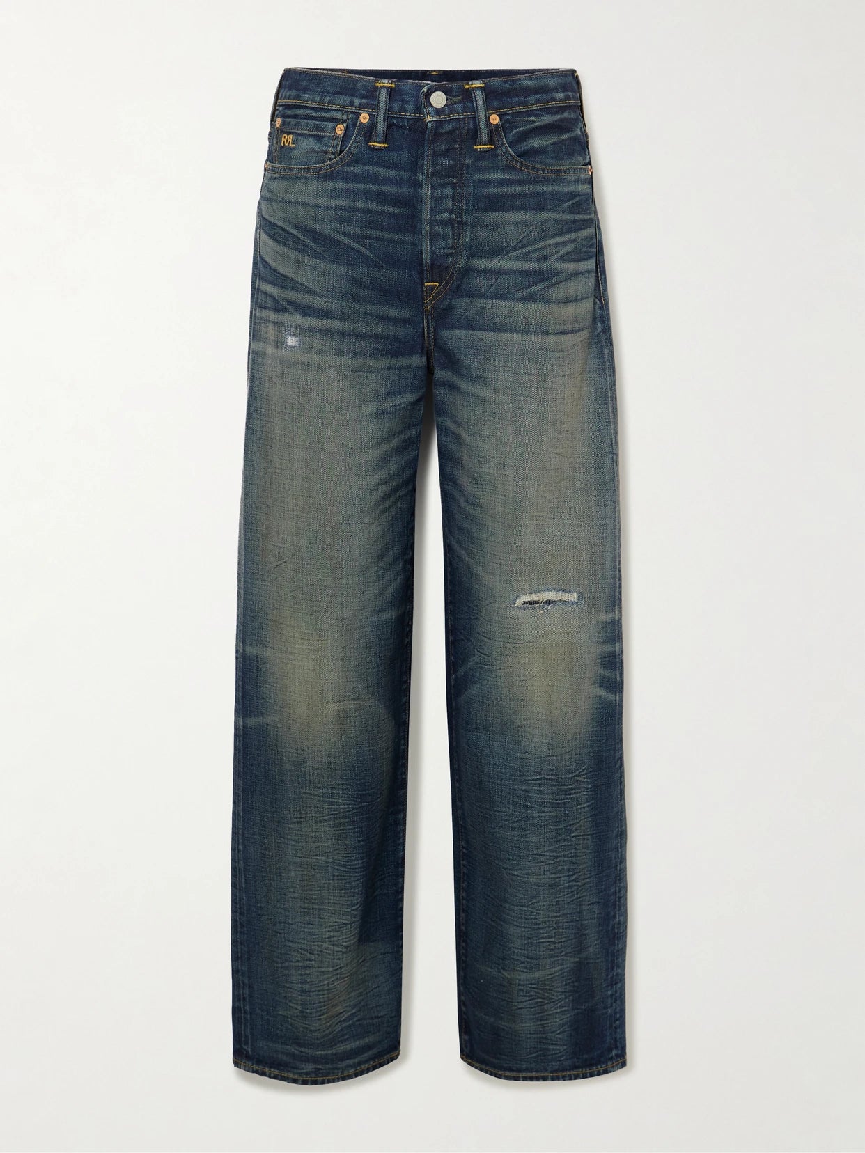 Distressed High-rise Wide-leg Jeans